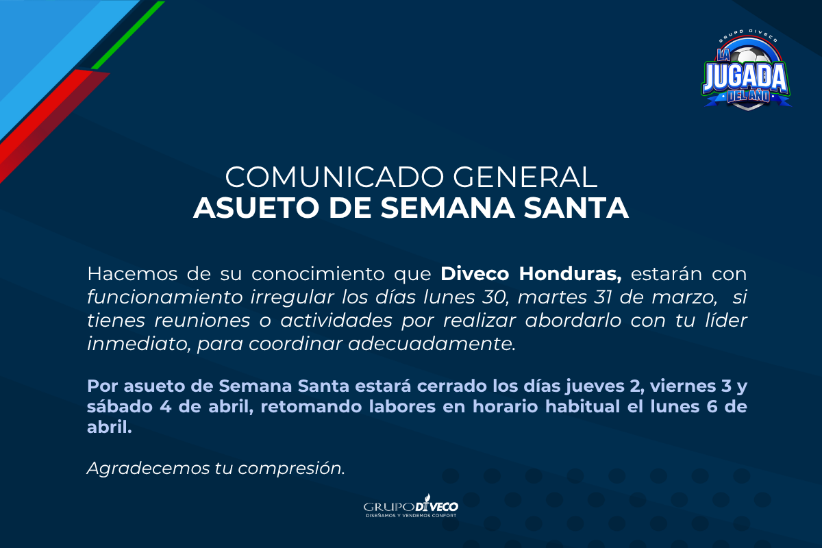 Asueto de Semana Santa – Diveco Honduras